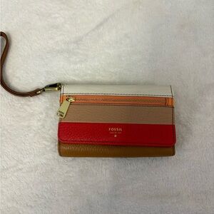 Fossil Colorblock Leather Wristlet